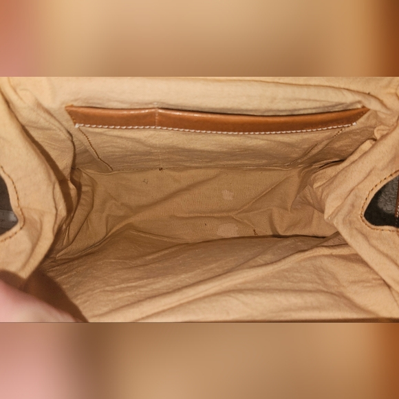 Paco Lobo Cognac Leather Black Nylon Crossbody Bag Adjustable Strap Purse - Picture 15 of 16